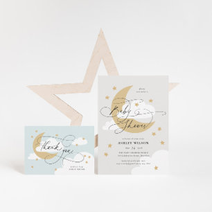 Moon and Stars Beige Book Request Baby Shower Enclosure Card