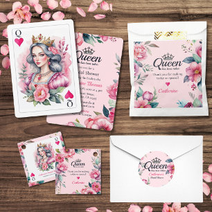 Queen Of Hearts Playing Card Pink Bridal Shower