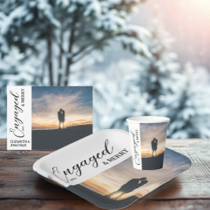 Engaged & Merry Couple Photo Paper Plates