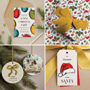 From Santa Christmas Santa Hat Sketch Gift Tags