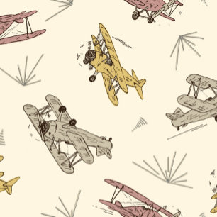 Roaring Art Deco Bi-planes - red yellow pattern.   Wrapping Paper Sheets