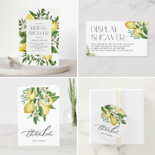Watercolor Lemon Frame Botanical Bridal Shower Foil Invitation