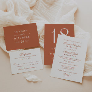 Classic Elegant Terracotta Orange Wedding Invitation