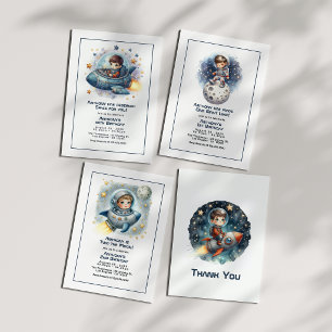 “Two the Moon” Rocket Toddler Birthday Party Invitation