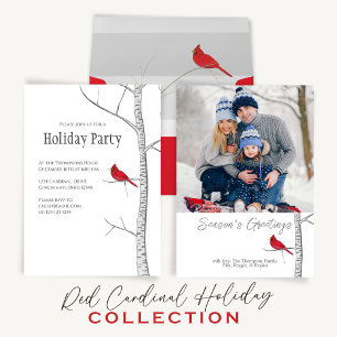Season's Greetings Holiday Winter Red Cardinal 