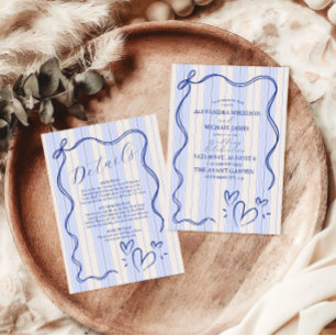 Whimsical Blue Doodle Frame  Wedding Invitation