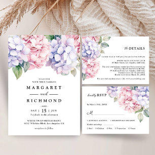 Dusty Purple & Blush Pink Hydrangea Wedding Menu