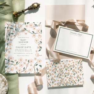 Boho Vintage Floral Baby Shower Thank You Card