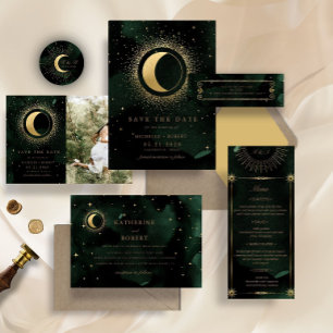 Celestial Gold Wedding All In One Invitation