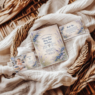 Blueberry Botanical Berry Theme 1st Birthday Invitation