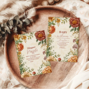 Terracotta Floral Baby in Bloom Baby Shower Paper Plates