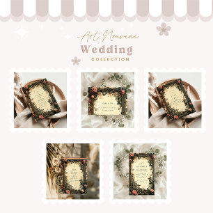 Dark Romance Art Nouveau Wedding Thank You Card