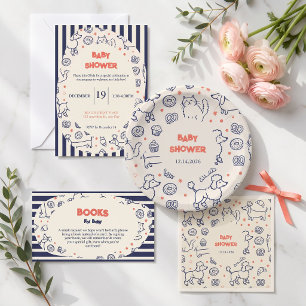 Navy Poodle Pretzel Party Cat Baby Shower Favor Boxes
