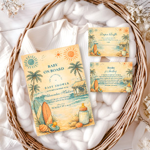 Baby On Board Surf Baby Shower Invitation