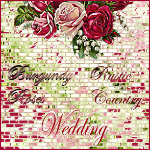 Burgundy Rustic Roses Country Floral Theme Wedding Program
