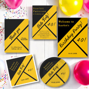 Elegant Black And Gold Luxury Chic 40th Birthday Paper Plates