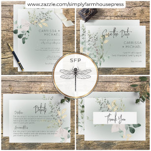 Boho Delicate Greenery Modern Wedding Invitation