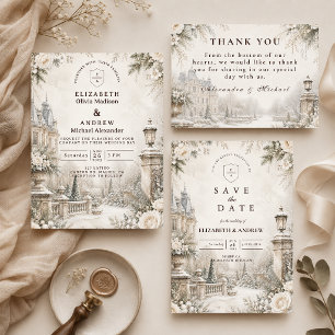 Timeless Elegant Winter Wedding Thank You Card