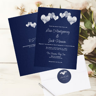 Congratulations White Hearts on Navy Wedding Banner