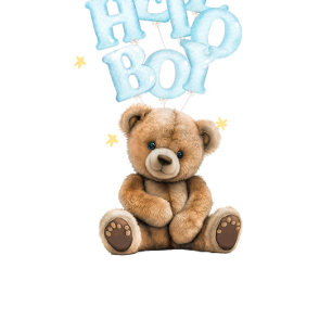 Hello Boy Balloon Teddy Bear Boy Baby Shower Invitation