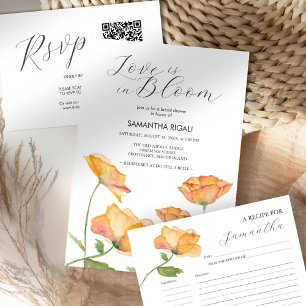 Bridal Shower Orange Floral Watercolor Invitation