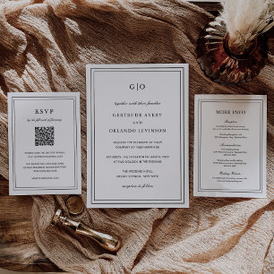 Classic Black and White Elegant Wedding Invitation