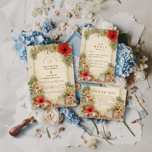 Elegant Tropical Botanical Wedding Invitation