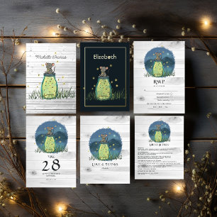 Rustic Mouse Firefly Mason Jar RSVP Card