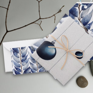 Blue Christmas Wrapping  Paper Flat Sheet of 3