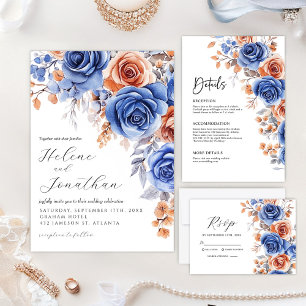 Dusty Blue Terracotta Rust Garden Elegant Wedding Save The Date