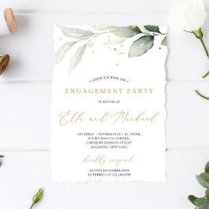 Greenery boho eucalyptus gold leaves vow renewal invitation