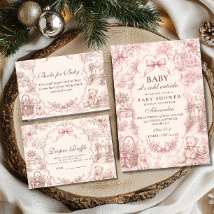 Woodland Christmas Baby Shower Diaper Raffle Enclosure Card