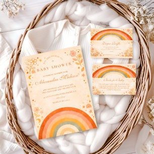 Earthy Boho Rainbow Baby Shower Invitation