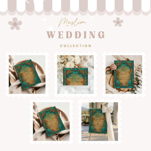 Vintage Teal Garden Islamic Wedding Save The Date