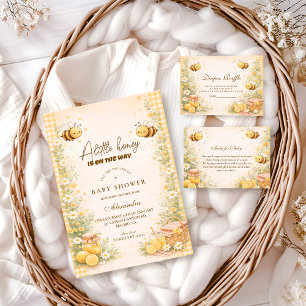 Cute Gingham Honey Bee Baby Shower Invitation
