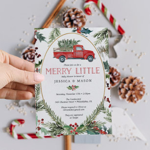 Merry Virtual Baby Shower Invites Card Red Truck
