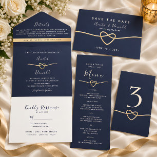 Navy Gold Heart Sweet Thank You Wedding Favor Classic Round Sticker