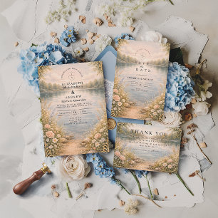 Romantic Lake Wildflower Forest Wedding Enclosure Card