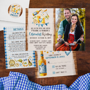 Oktoberfest Wedding Rustic Bavarian Party Photo Invitation