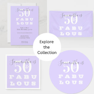 Modern 50 and fabulous Purple 50th Birthday Party Invitation