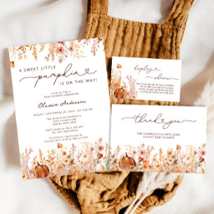 Little Pumpkin Fall Baby Shower Thank You Card