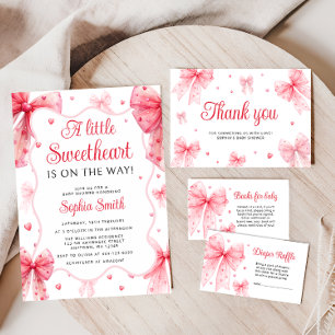 Little Sweetheart Cute Pink Bow Books for Baby Enclosure Card