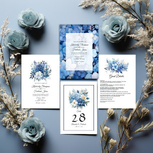 Dusty Blue Colored Floral Wedding Table Number