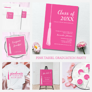Trendy Hot Pink Tassel 2025 Graduation Welcome Foam Board