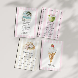 Coastal Chic Preppy Old Money Summer Birthday  Invitation