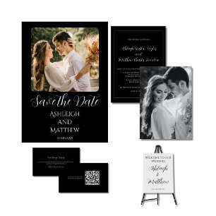 Elegant White & Black Wedding Welcome Sign