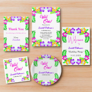 Elegant Rustic Roses Summer Floral 1st Birthday Thank You Card