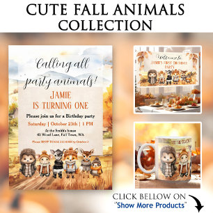 Fall Scenery Friends Cute Animals Name Notebook