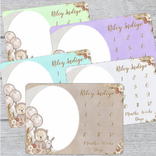 Neutral Boho Bear Moon Baby Shower Wrapping Paper Sheets