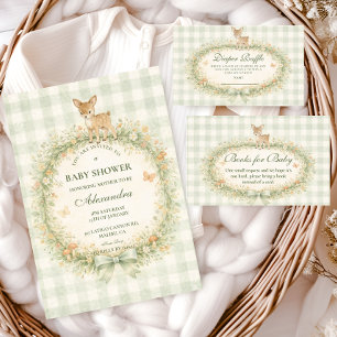 Vintage Woodland Deer Baby Shower Invitation